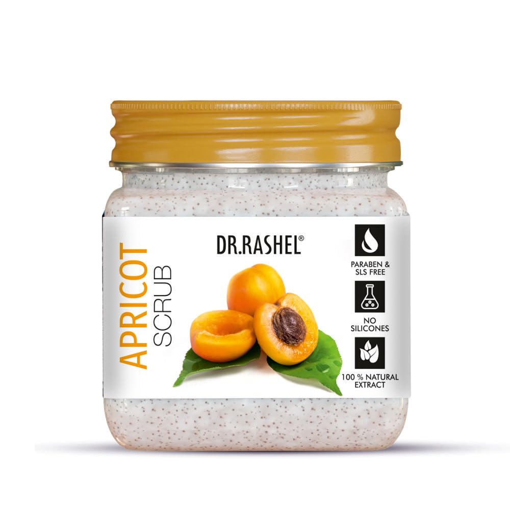 DR.RASHEL Apricot Scrub for Face & Body - 380ml Deep Exfoliating Cleanser for All Skin Types | Dead Skin, Tan & Blackhead Remover | Gentle Facial & Body Scrub for Smooth, Glowing Skin | Perfect for Daily Skincare Routine & Spa Treatments