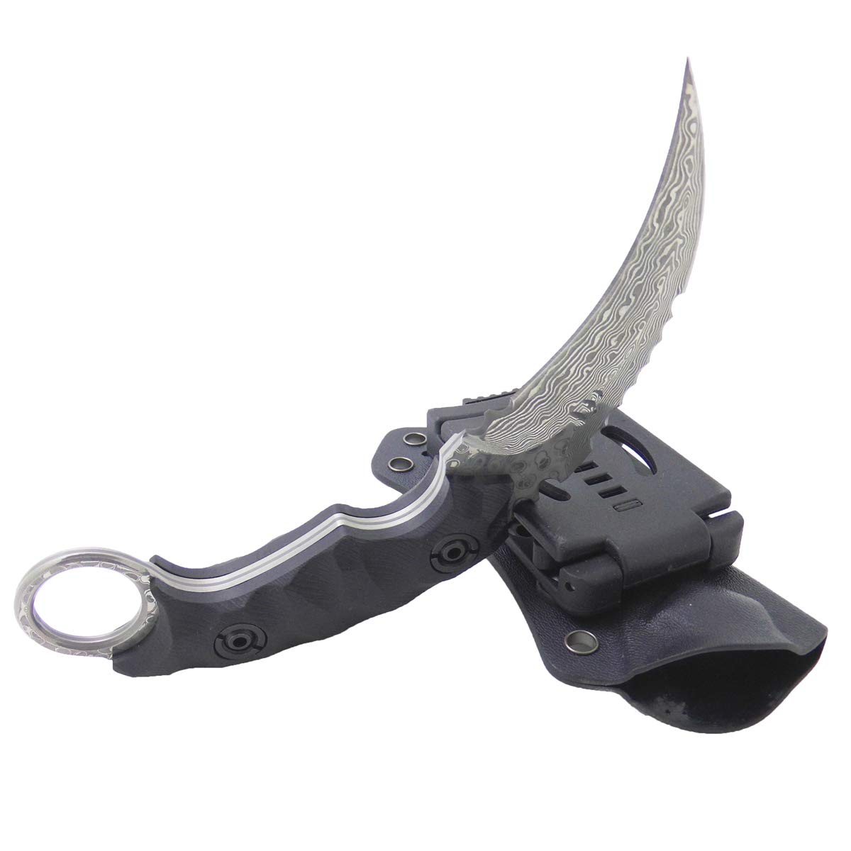 MASALONG Tactical Survival Knife - Damascus Steel Full Tang Fixed Blade with Sheath | Double-Edged Sharp Claw Design for Outdoor Camping, Hunting & Emergency Preparedness