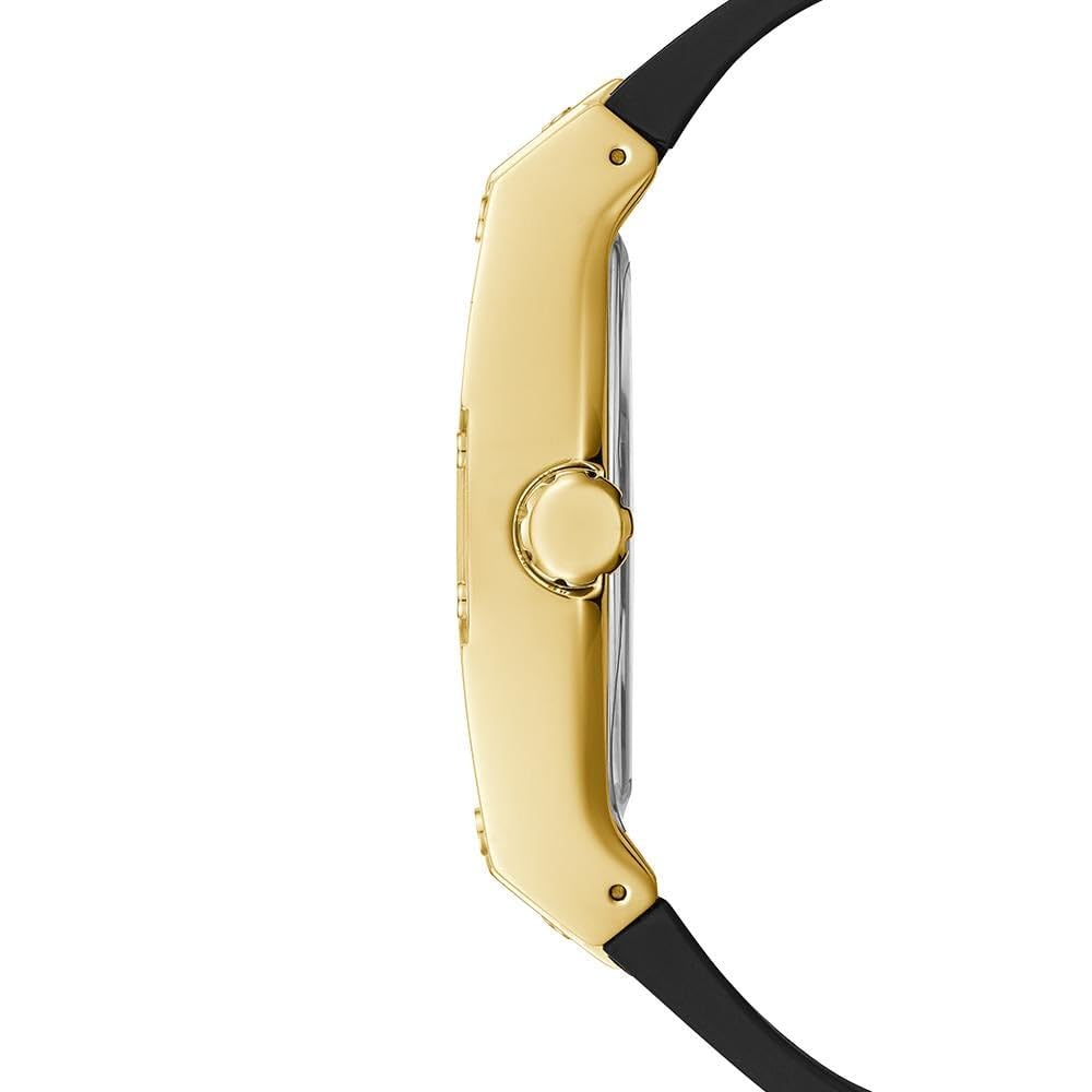 Guess Men's Black & Gold-Tone Square Multifunction Watch - Stylish Analog Digital Chronograph for Business, Casual & Outdoor Activities