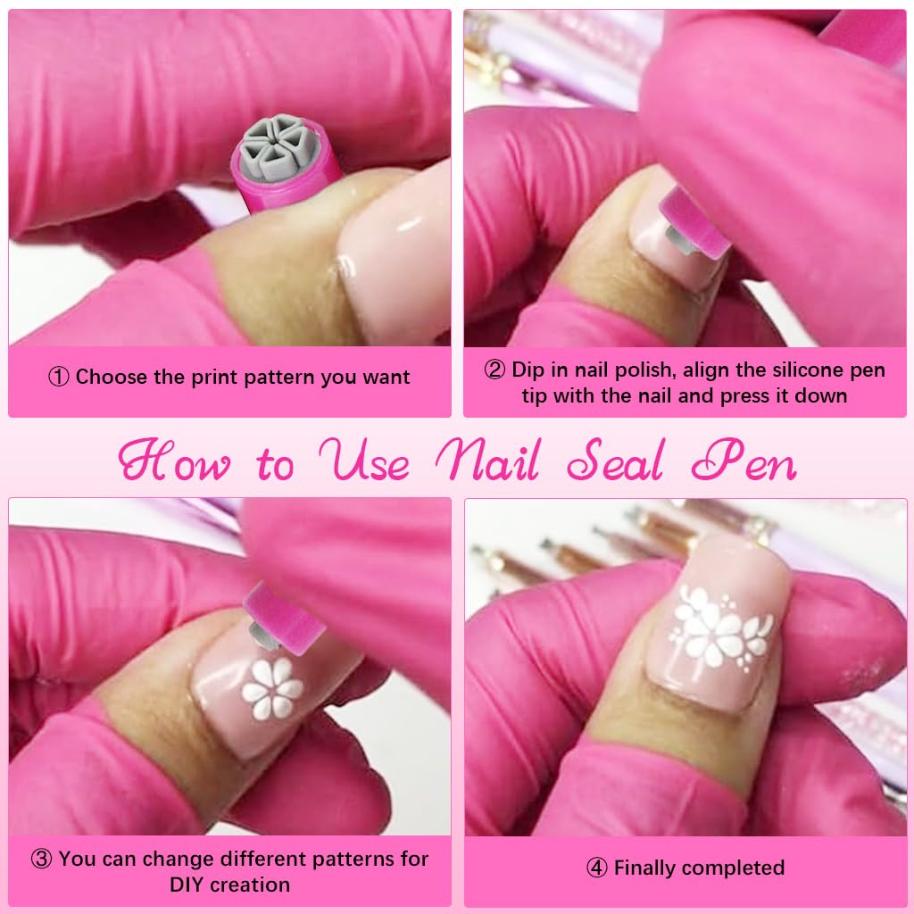 MAYCREATE® 6Pcs Reusable Floral Nail Art Stamps - DIY Nail Decal Kit with Plastic Charm Stamps for Easy Nail Stamping | Perfect for Home Manicures, Salon Nail Art & Gift Ideas