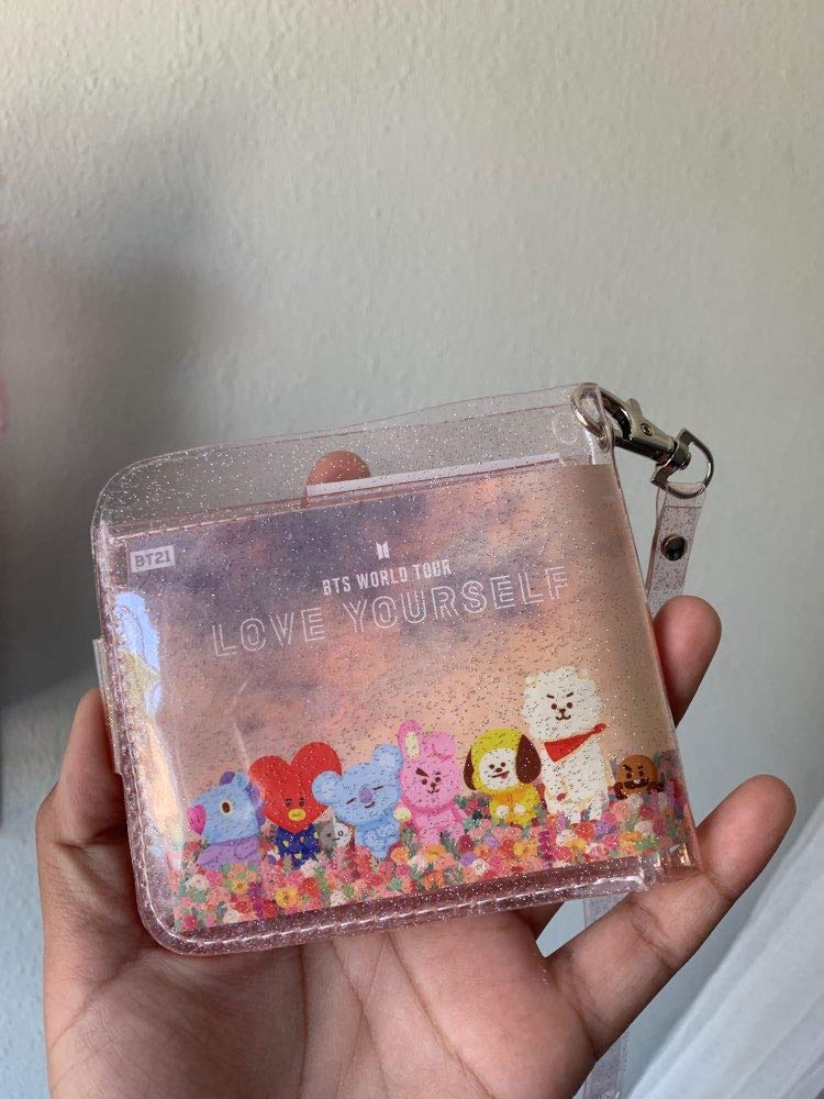 Aibearty Women's Glitter Clear PVC Slim Bifold Wallet - ID Credit Card Holder with Hanging String & Coin Pocket - Perfect for Everyday Use, Parties, and Travel Accessories