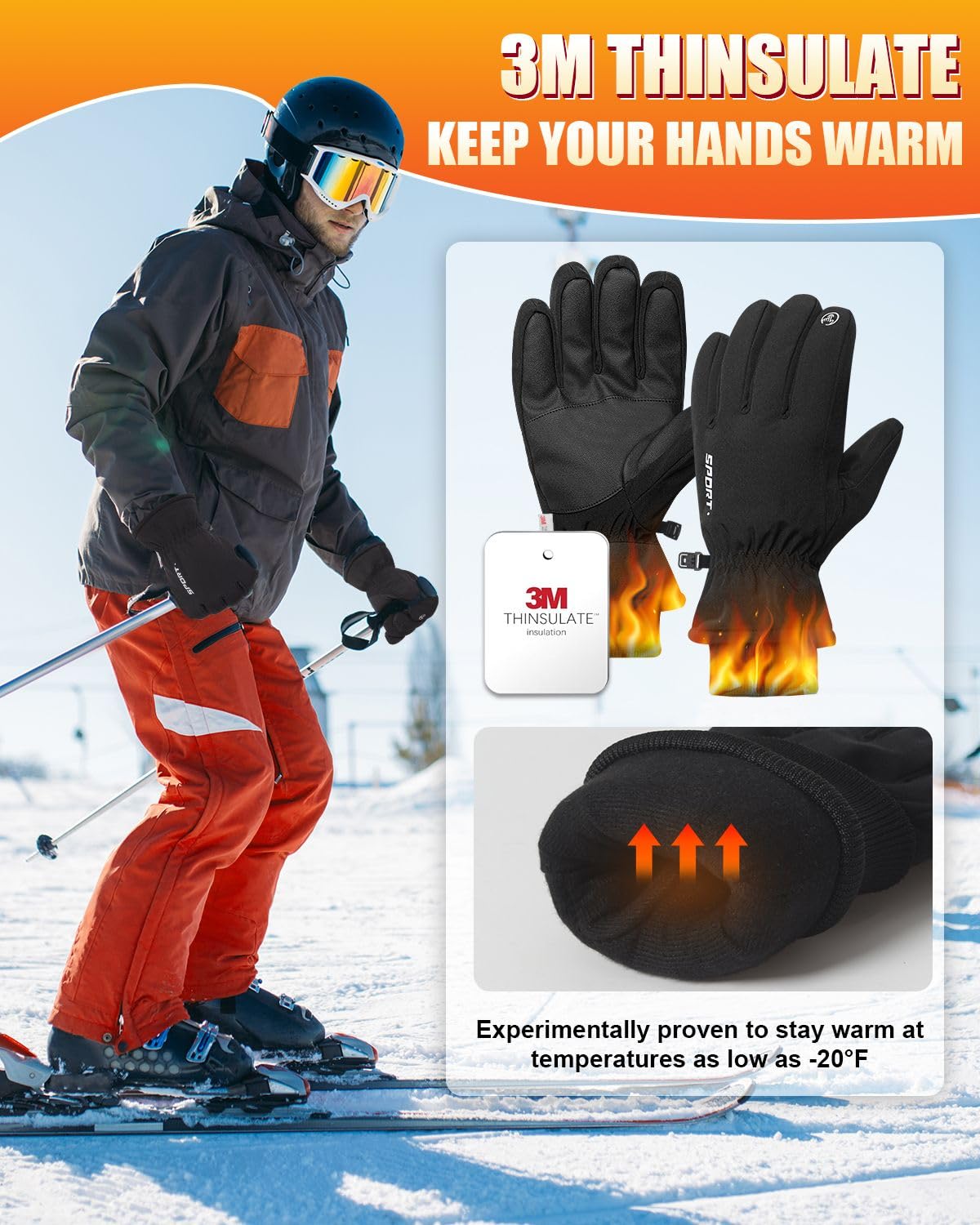 RIGWARL Waterproof Winter Gloves for Men & Women - Touch Screen Compatible, Cold Weather Protection for Outdoor Activities, Skiing, Snowboarding & Hiking