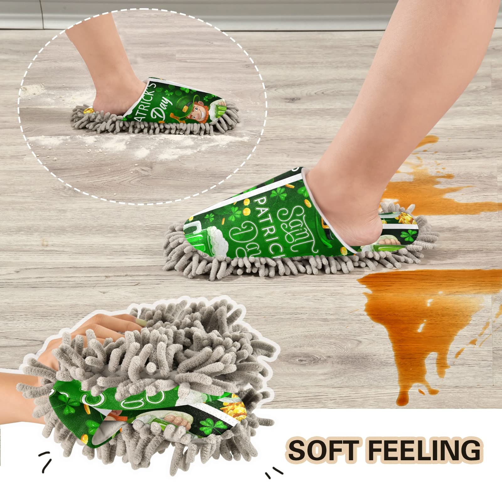 **Unisex Cleaning Mop Slippers - Soft House Shoes for Dusting & Spa Relaxation - Size M-L - Perfect for Home Cleaning & Comfort**
