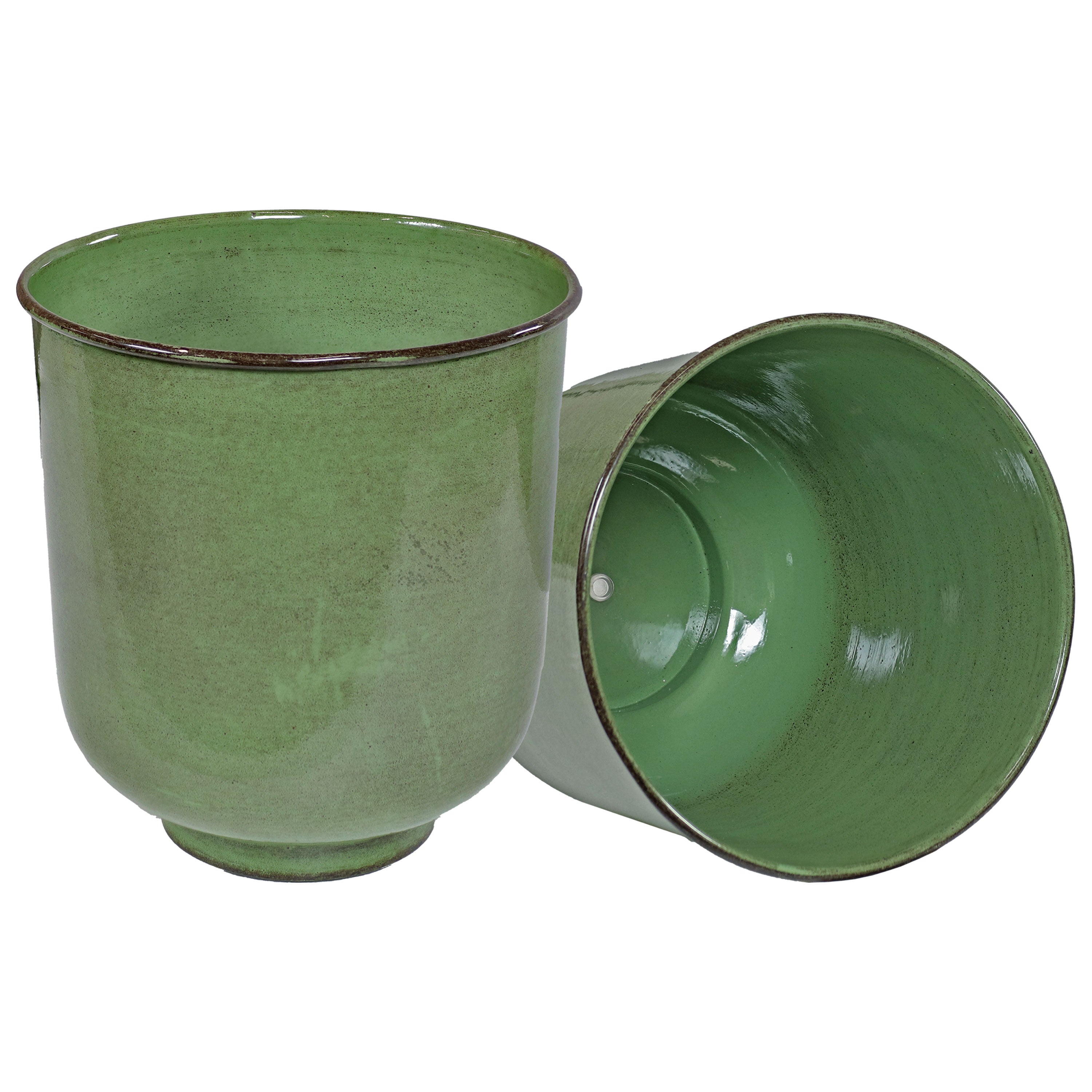 Sunnydaze Vivian Metal Outdoor Plant Pots - 11 Inch Rust-Resistant Garden Planter for Patio, Deck, or Balcony Decor - Perfect for Flowers, Succulents, and Herbs