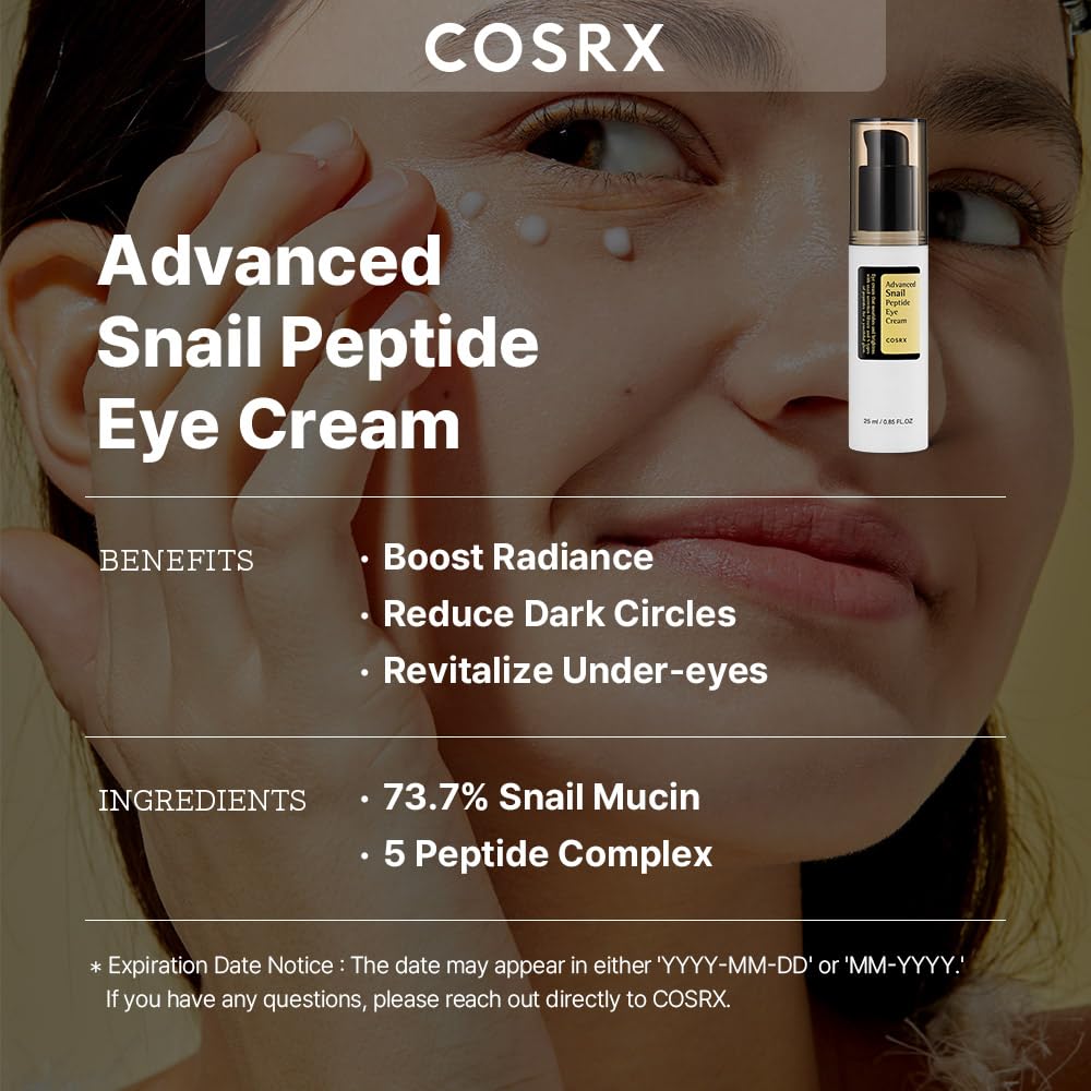 COSRX Snail Eye Cream with Peptide & Niacinamide for Dark Circles & Anti-Aging | Korean Skincare