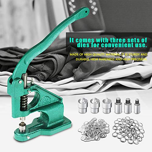 **Heavy Duty Grommet Tool Kit with Arbor Press - Eyelet and Grommet Set for Fabric, Leather, Canvas - DIY, Upholstery, Clothing, Bags, Tarps - Includes Punch Tool & Rivet Press Machine**