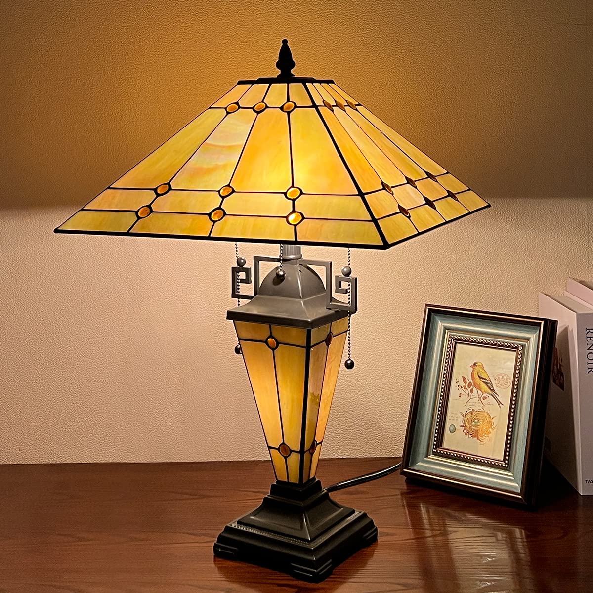 Vintage Tiffany Style Table Lamp with Night Light - 16