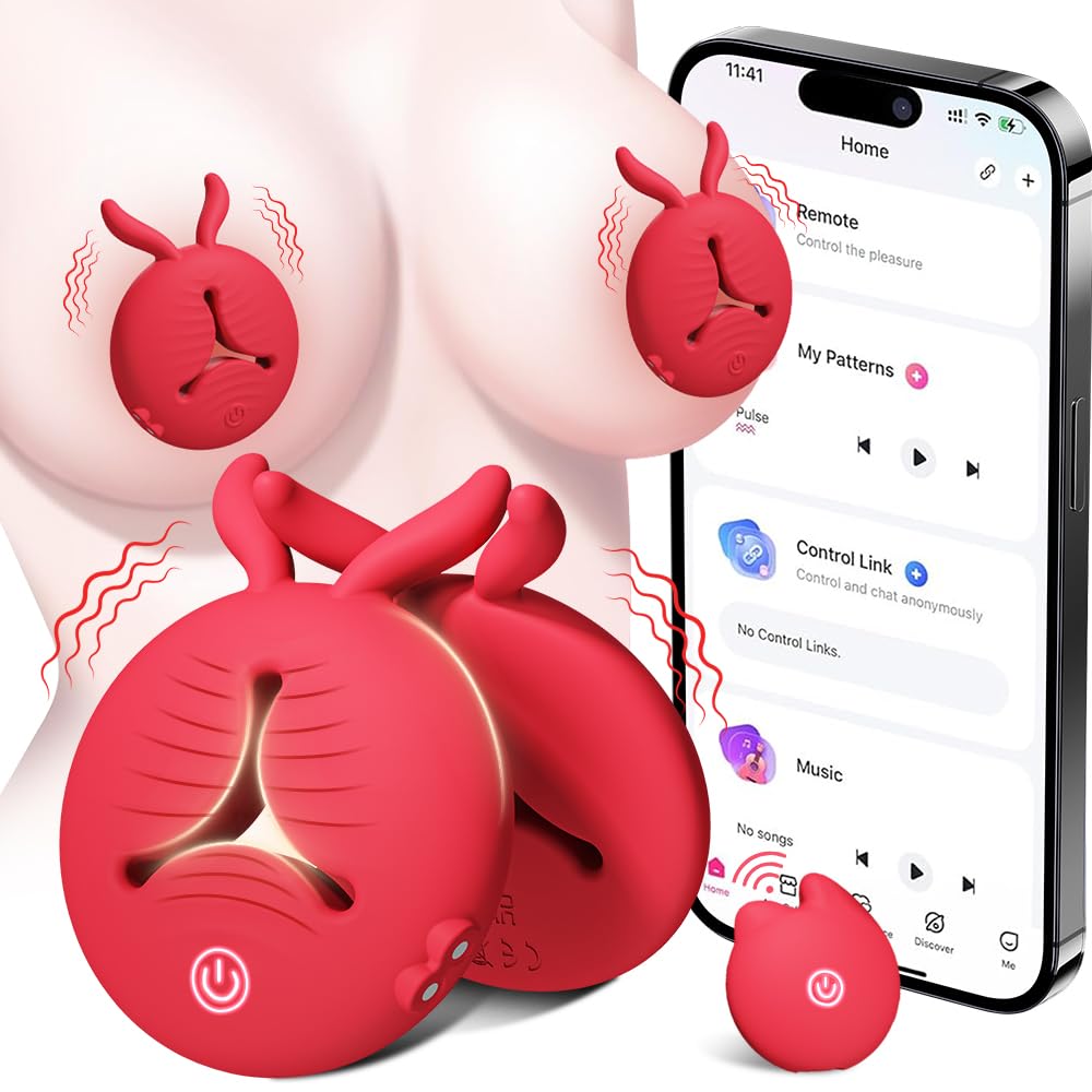 Premium 4-in-1 Remote Control Vibrating Nipple Clamps & Dildo Set - APP Controlled BDSM Sex Toys for Women with 10 Tongue Licking Modes | Couples Play, Solo Pleasure & Sensual Exploration