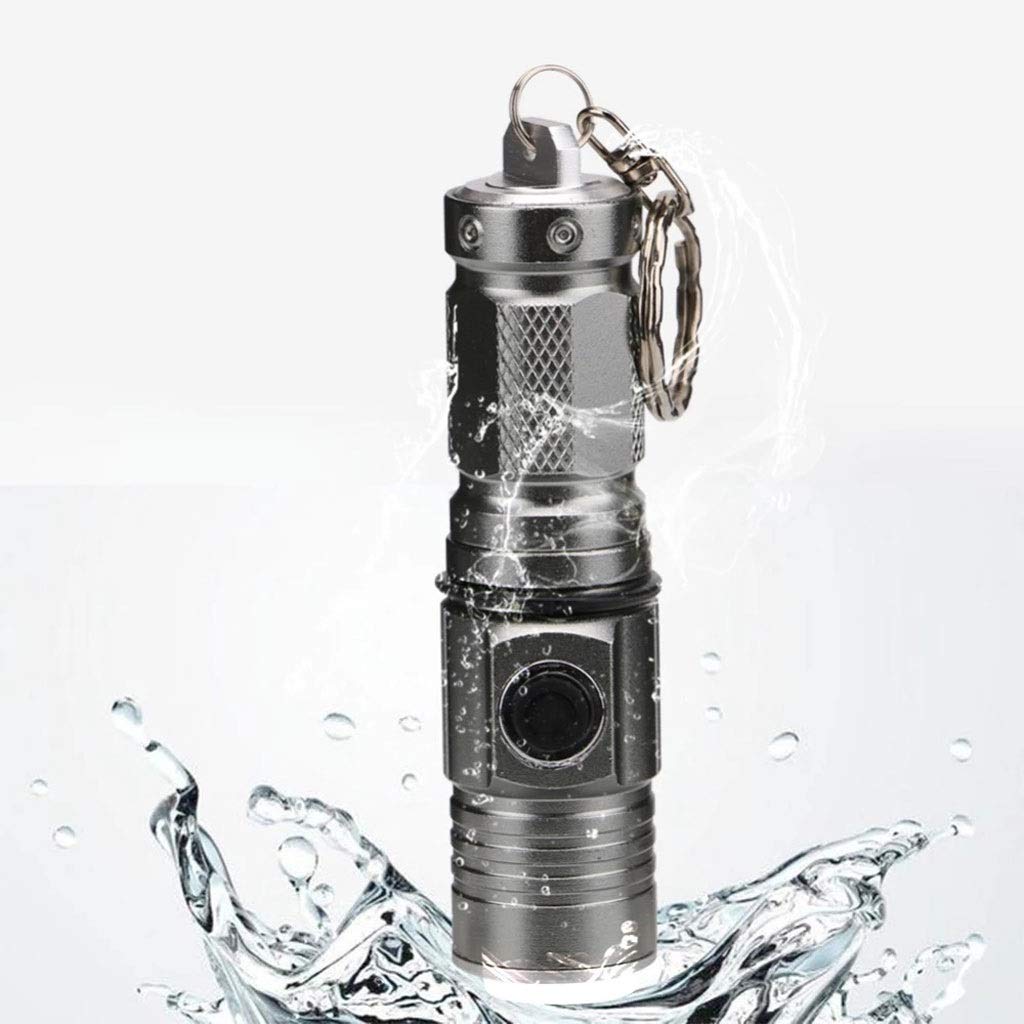 PDGJG Mini Portable LED Flashlight - 1300LM T6 White Light, 3 Modes, Waterproof, Rechargeable, Keychain Torch for Camping, Hiking, Emergency & Outdoor Activities