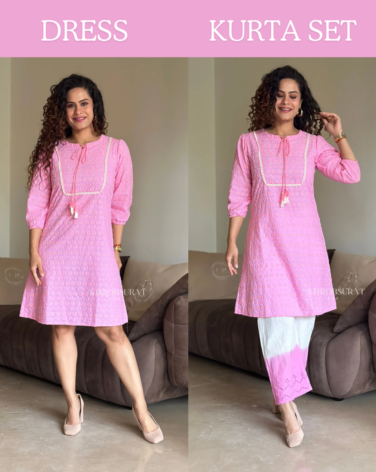 Valentino Pink Kurta Set for Women | Elegant Ethnic Wear | Perfect for Festivals, Weddings & Parties