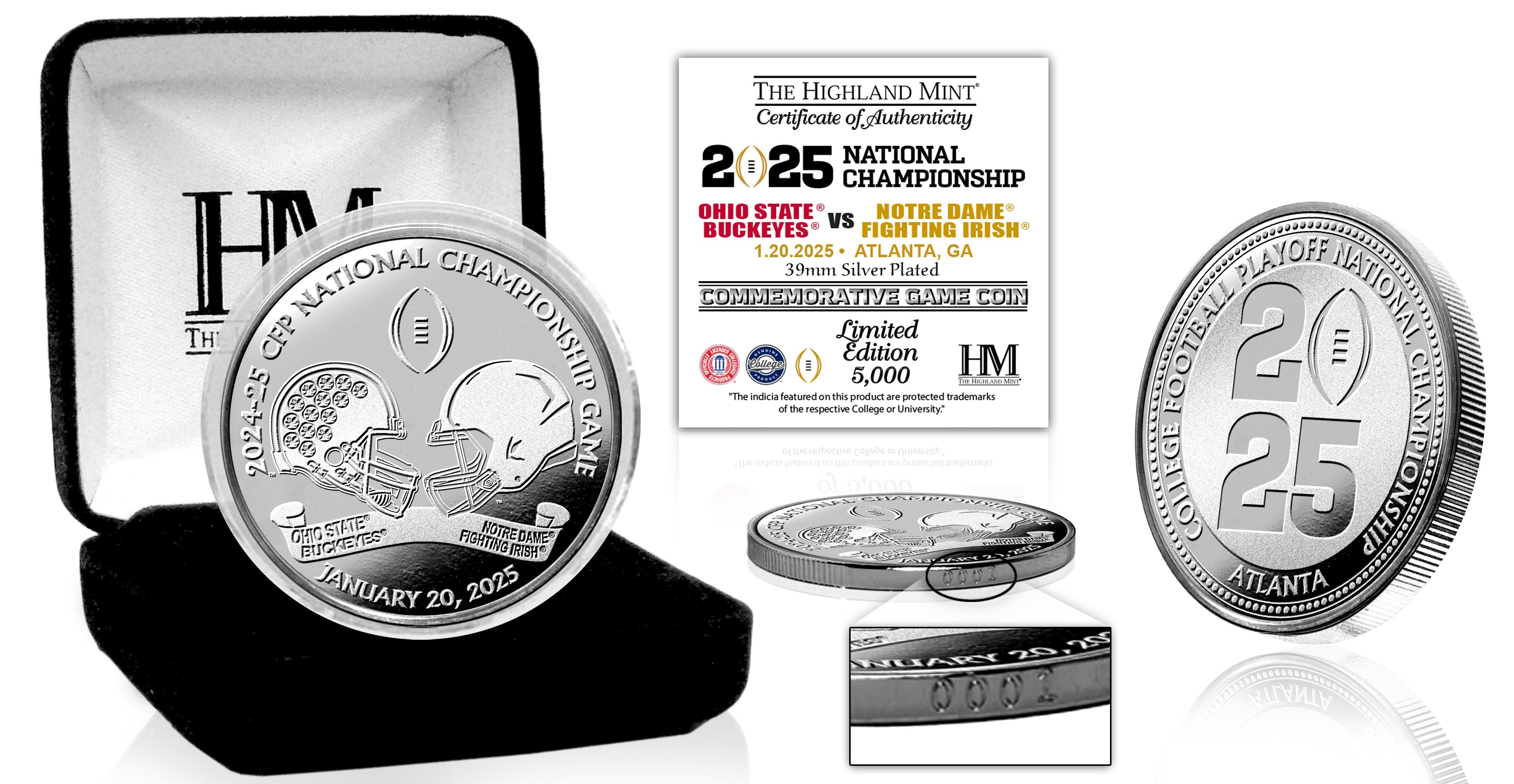 Ohio State vs Notre Dame CFP Championship Commemorative Silver Coin - Limited Edition Collectible for Football Fans, Sports Memorabilia (Perfect for Display, Gifts, and Game Day Decor)