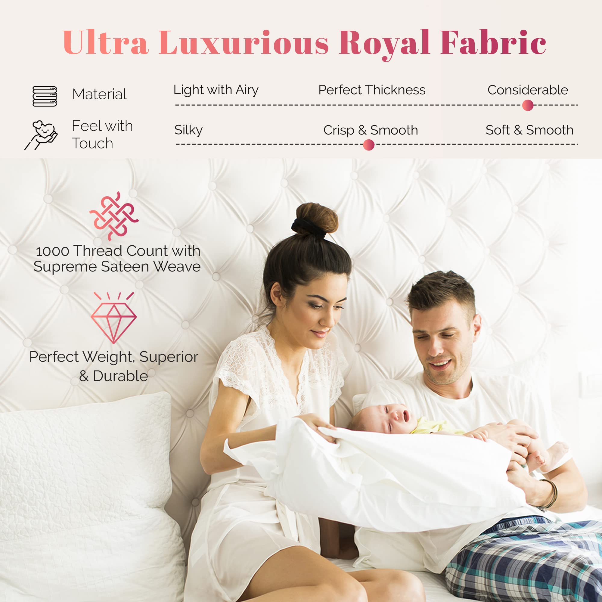 Premium 1000-Thread-Count Egyptian Cotton Queen Fitted Sheet - 16