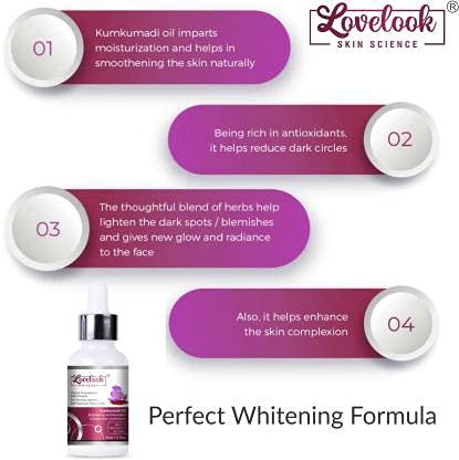 Lovelook KumKumadi Face Glow Oil with Turmeric & Sesame - 30ml Ayurvedic Facial Serum for Brightening & Improving Skin Texture | Perfect for Night Routine & Dry Skin Care