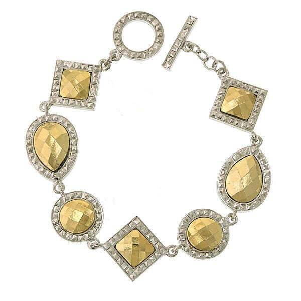 1928 Jewelry Fusion Lux Multi-Stone Toggle Bracelet for Women - Elegant Fashion Jewelry Gift for Birthday, Anniversary & Special Occasions