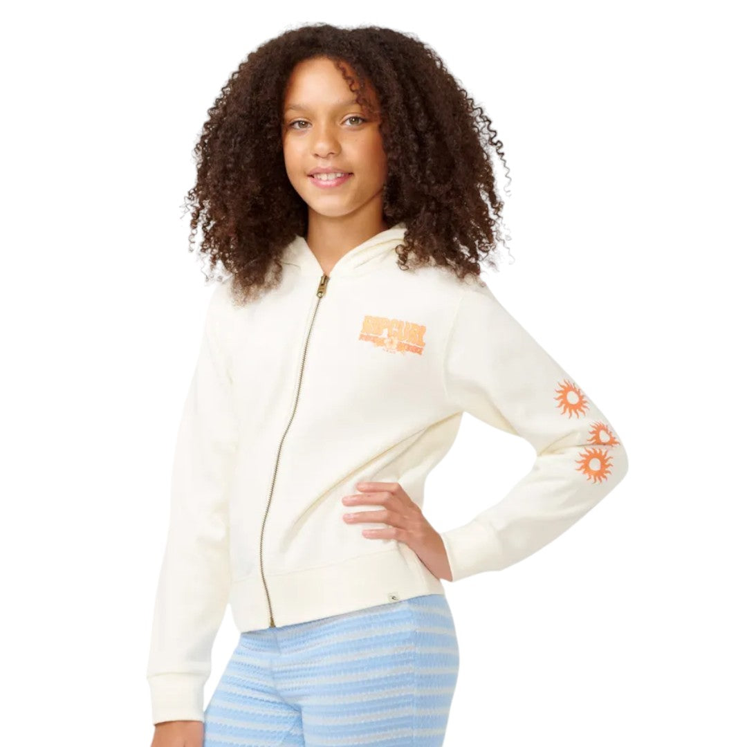 Ripcurl Girls Sun Protection Zip-Through Hoodie - UPF 50+ UV Blocking for Outdoor Activities, Beach, and Surfing