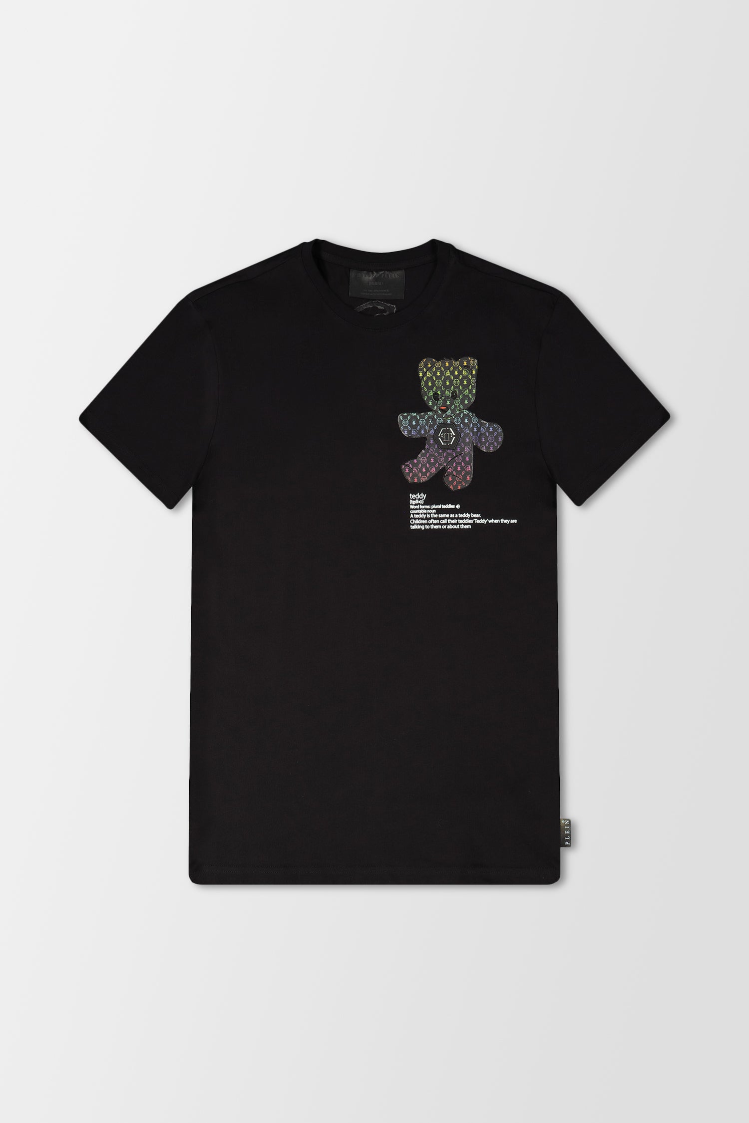 Philipp Plein Black & Multicolor Round Neck Short Sleeve Teddy Bear Graphic T-Shirt for Men - Casual Streetwear, Summer Outfits & Party Wear