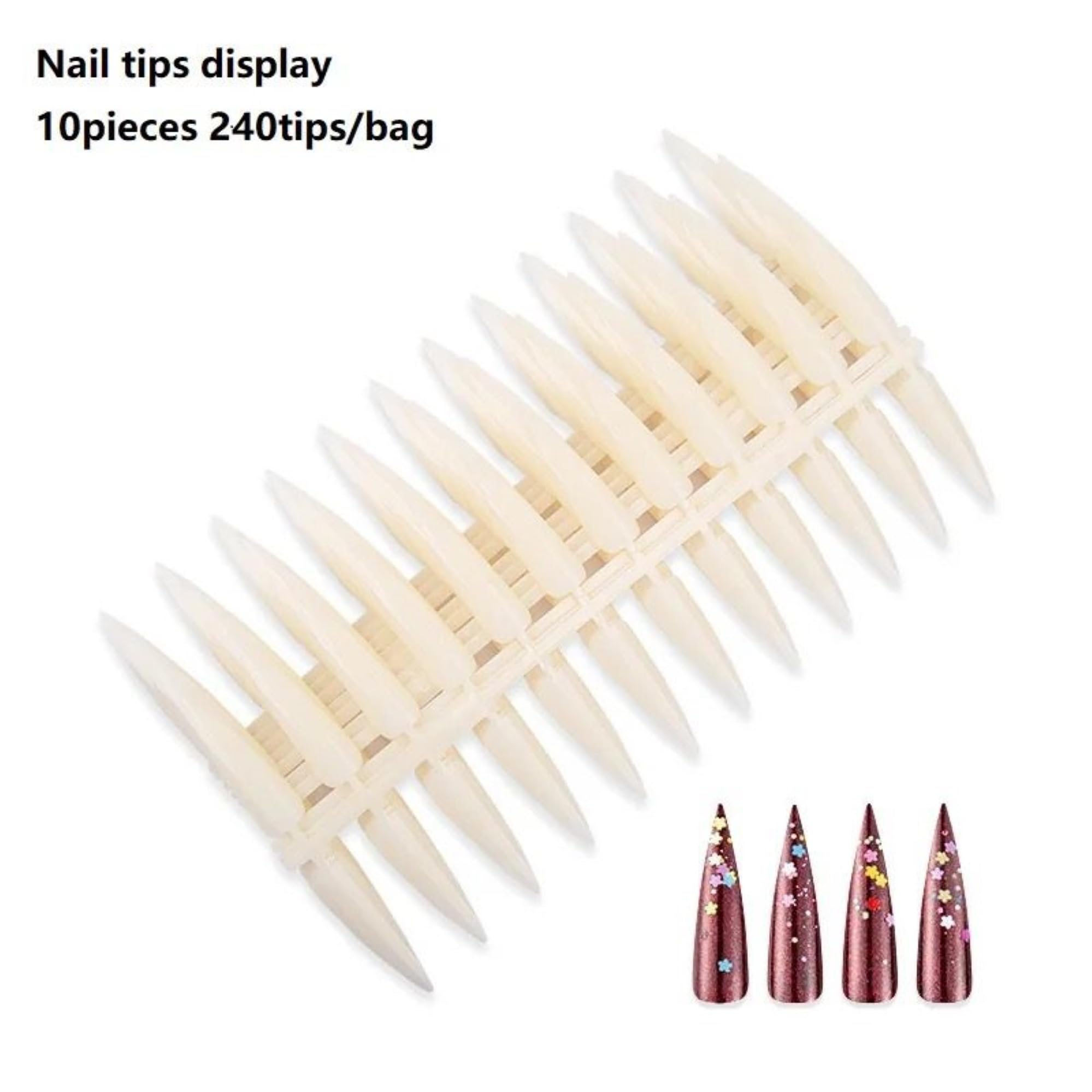 10 Pack 24-Slot Nail Tip Display Boards for Nail Art Design Practice - Natural Nail Polish Color Swatch Palettes (20 Tips Each) - Perfect for Salon Professionals & DIY Nail Artists at Home
