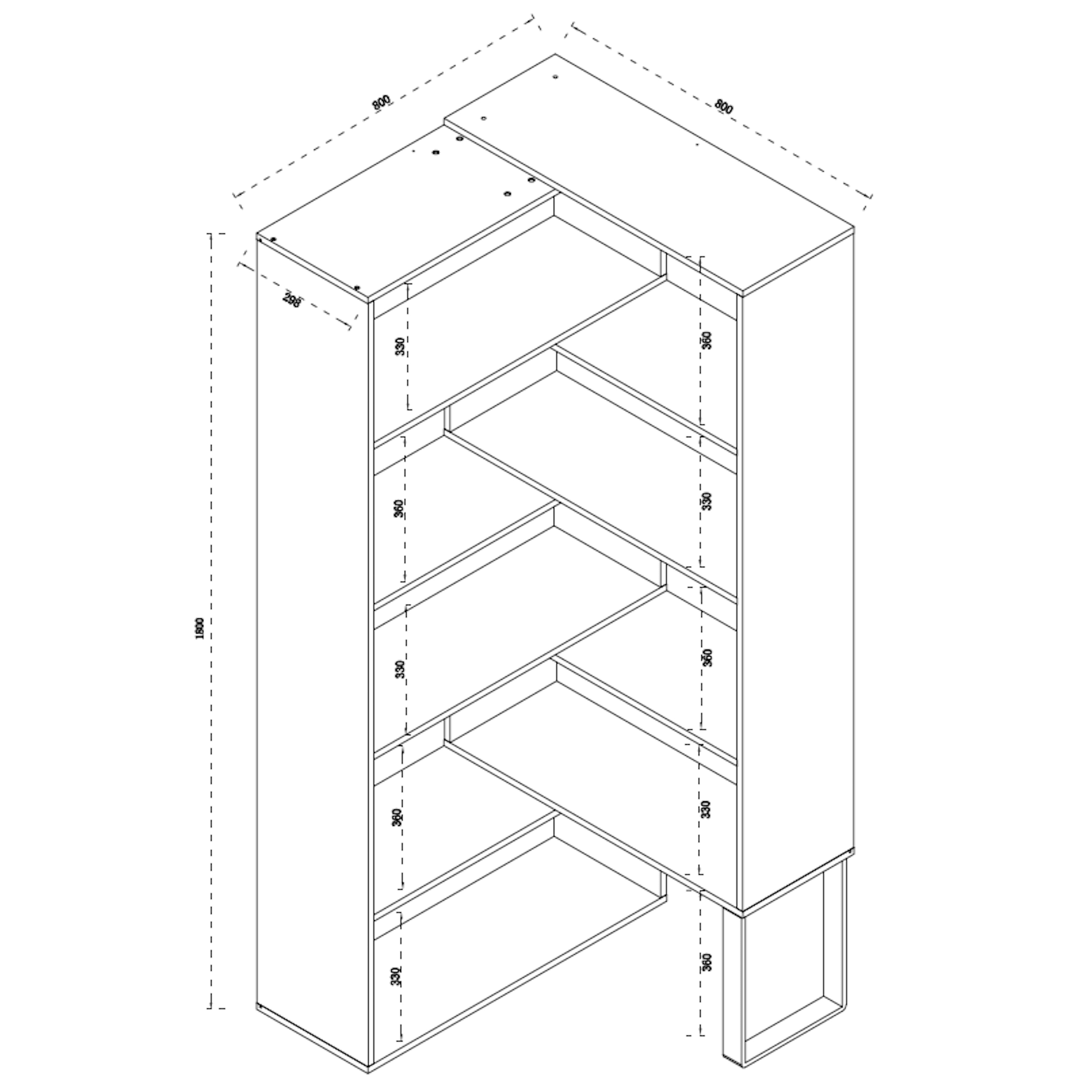 Criterion 180cm Oak White Accord Bookcase - Modern Wooden Bookshelf for Living Room, Office & Home Library Storage