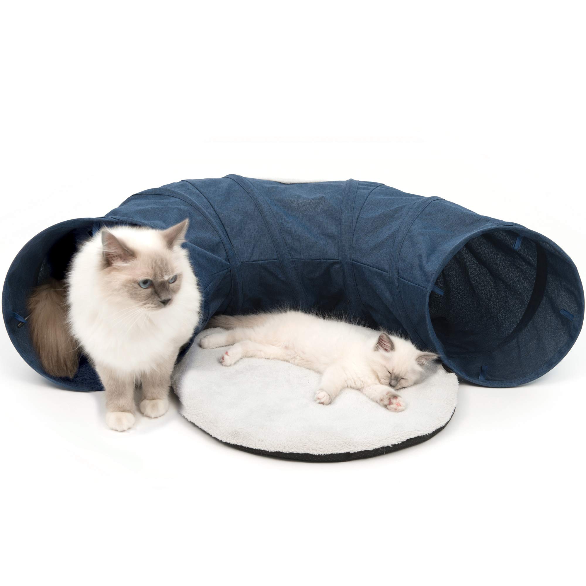 Catit Vesper Cat Tunnel - Interactive Cat Toy for Indoor Play, Blue (Model 41995) - Fun Hideaway & Exercise for Kittens & Adult Cats - Perfect for Playtime, Training & Stress Relief