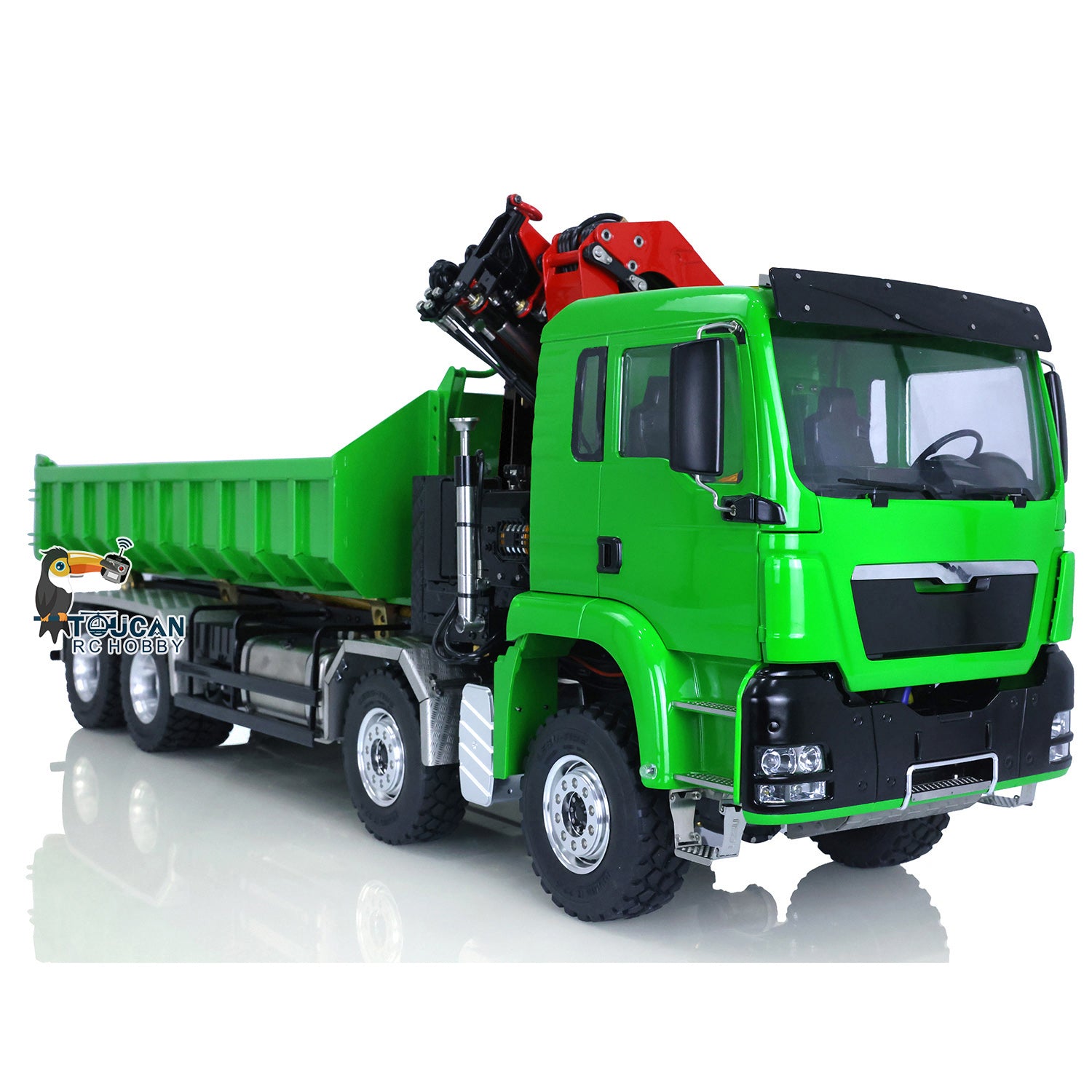1/14 Scale LESU 8x8 Radio Controlled Hydraulic Dump Truck - Metal RC Construction Vehicle with Crane, ESC, Servo, Lights & Sound System - Perfect for Construction Site Play and Collectors