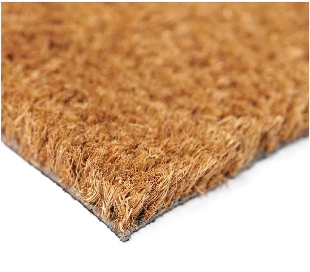 Premium Natural Coir Non-Slip Doormat for Front Door, Patio & All-Weather Exterior - Cat Lover Design with 2 Cats - Durable Brown Welcome Mat for Home, Office & Outdoor Use