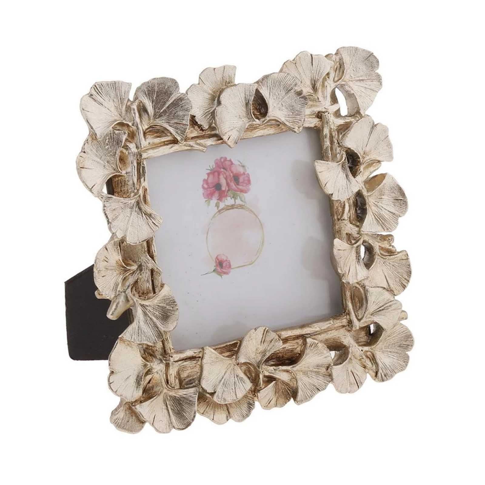 Vintage Gold Resin Ginkgo Leaf Picture Frame - Elegant Wall & Tabletop Photo Frame for Home, Wedding, Office Decor | Perfect for Displaying Family Photos, Wedding Pictures, and Artwork