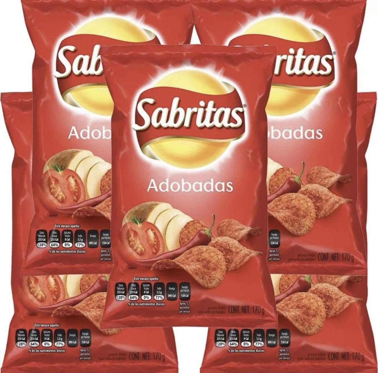 Authentic Mexican Adobadas Chips 45g Box with 5 Bags - Crunchy & Flavorful Papas Snacks for Parties, Movie Nights & On-the-Go Snacking