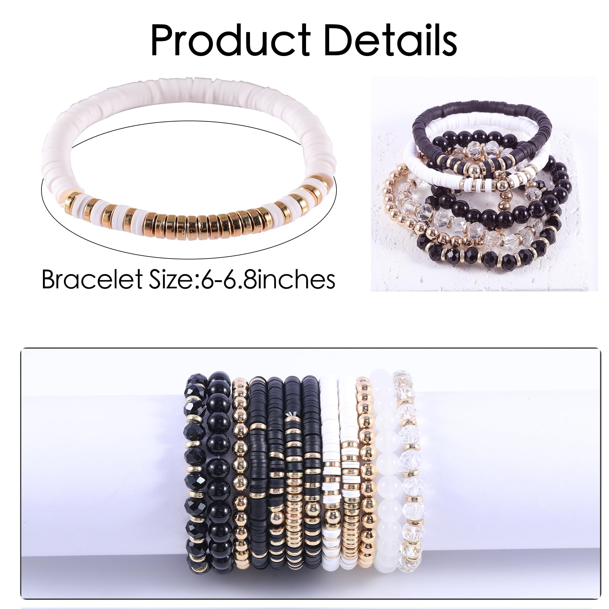 12PCS Surfer Heishi Clay Bead Bracelets for Women - Boho Colorful Friendship Bracelet Set, Aesthetic Summer Beach Jewelry Gifts | Perfect for Beach Parties, Music Festivals & Boho Fashion Accessories