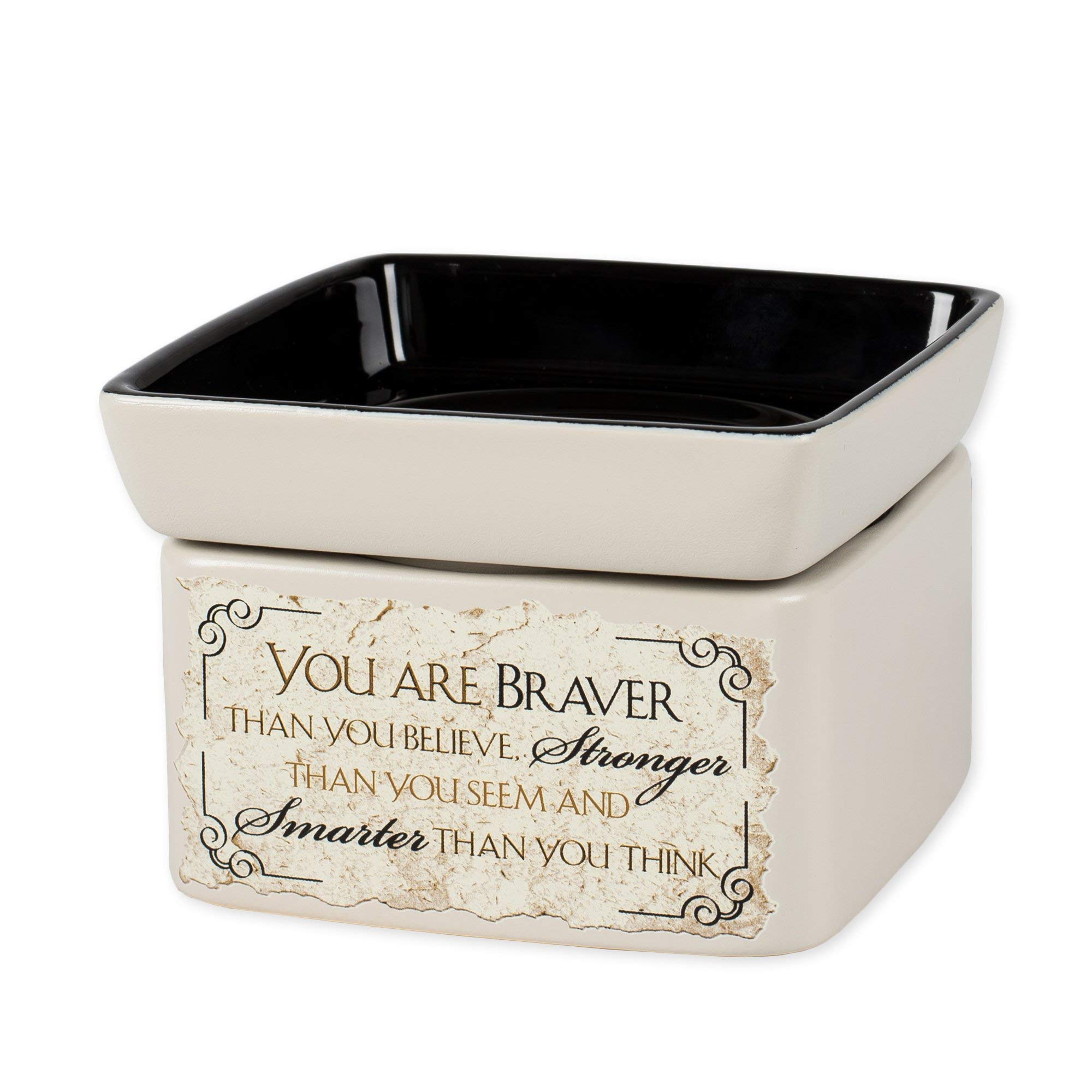 Elanze Designs You Are Braver Faith Stronger 2-in-1 Electric Jar Candle & Wax Warmer - Perfect for Home, Office, and Relaxation Spaces