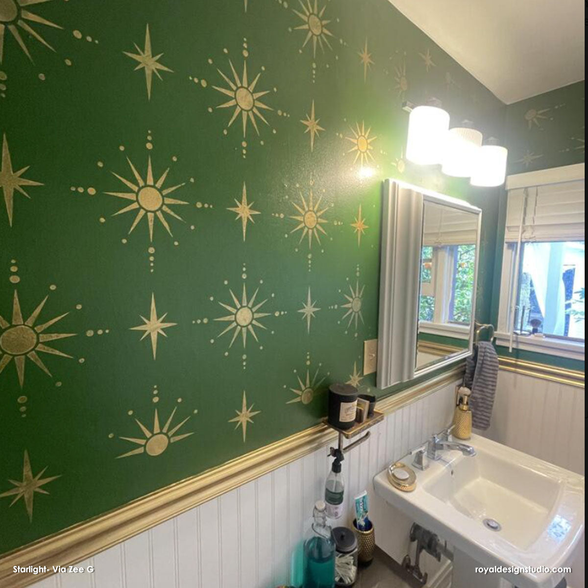Starlight Allover Wall Stencil - Reusable DIY Painting Template for Home Decor, Nursery, Bedroom & Living Room - Perfect for Creating Stunning Celestial Patterns on Walls and Ceilings