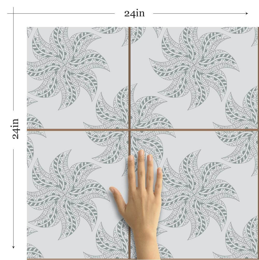 Blue Floral Tile Adhesive Peel and Stick Removable Wallpaper - Self-Adhesive Decorative Wall Covering for Kitchen Backsplash, Bathroom, and Home Decor