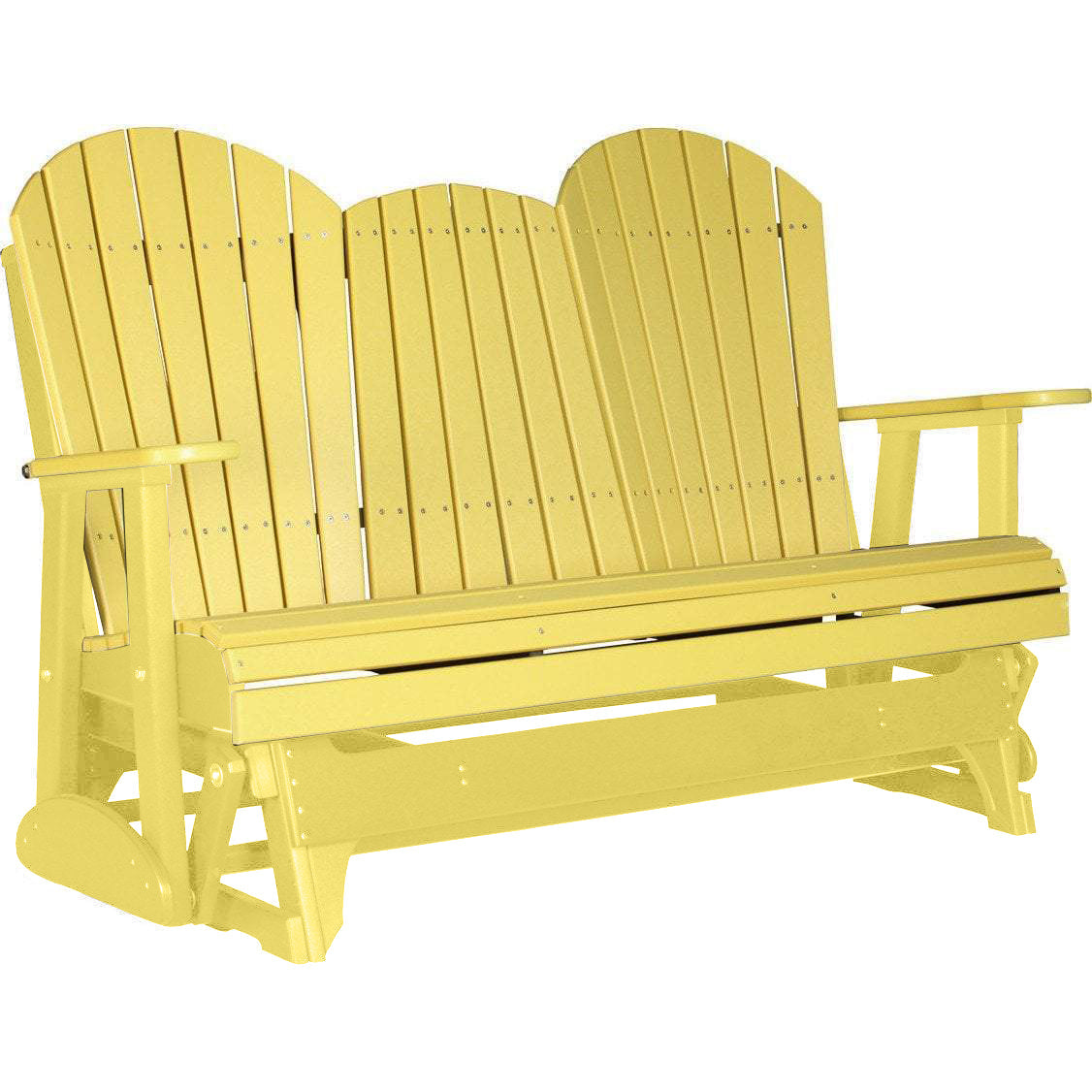 LuxCraft 5 ft. Yellow Recycled Plastic Adirondack Outdoor Glider Chair - Perfect for Patio, Garden, Poolside & Backyard Relaxation