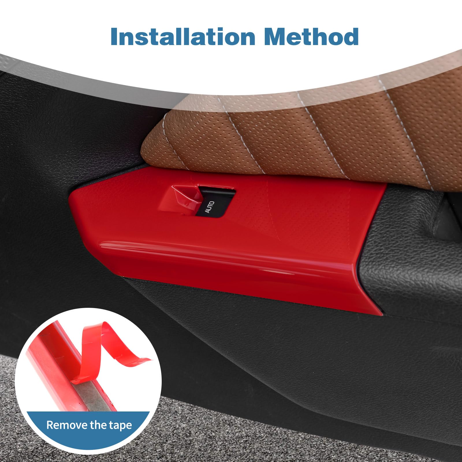 Red Power Window Switch Panel Cover Trim for Ford Mustang 2010-2014 | Interior Accessories Upgrade | Perfect for Car Enthusiasts & Customization Projects
