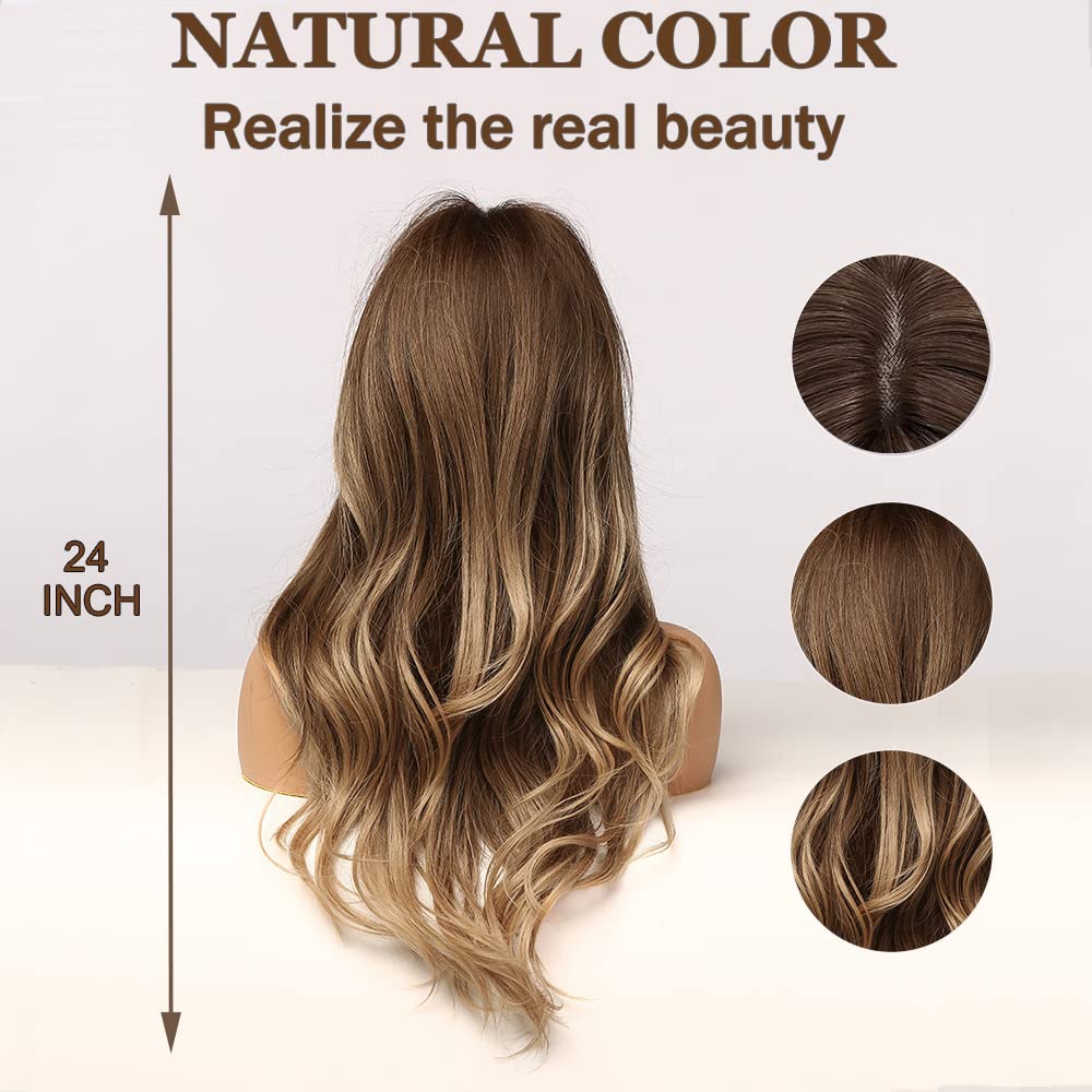 Esmee Long Brown Ombre Blonde Synthetic Heat Resistant Wig for Women - Perfect for Cosplay, Halloween, Parties & Daily Wear