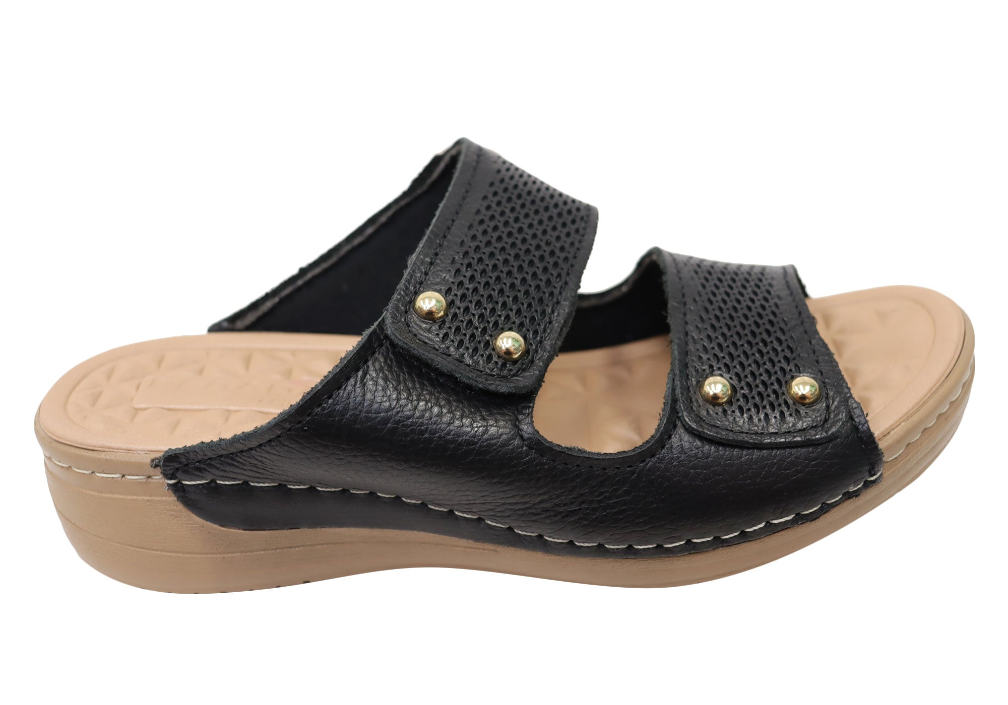 Pegada Mya Women's Comfortable Leather Slides Sandals - Handmade in Brazil - Perfect for Beach, Pool & Summer Casual Wear