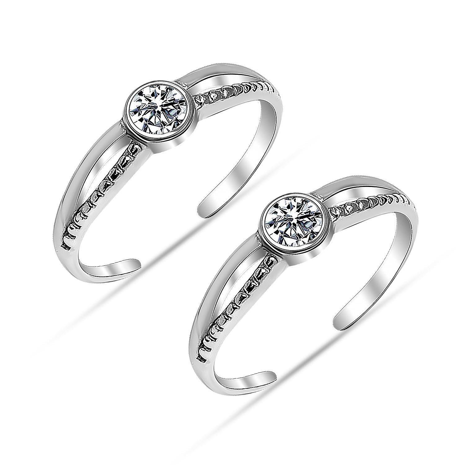 LeCalla 925 Sterling Silver Cubic Zirconia Toe Ring for Women - BIS Hallmarked Classic Elegant Jewelry | Comfortable Toe Ring Gift for Anniversary, Birthday, Wedding | Perfect for Beach Vacations, Pedicures & Summer Fashion