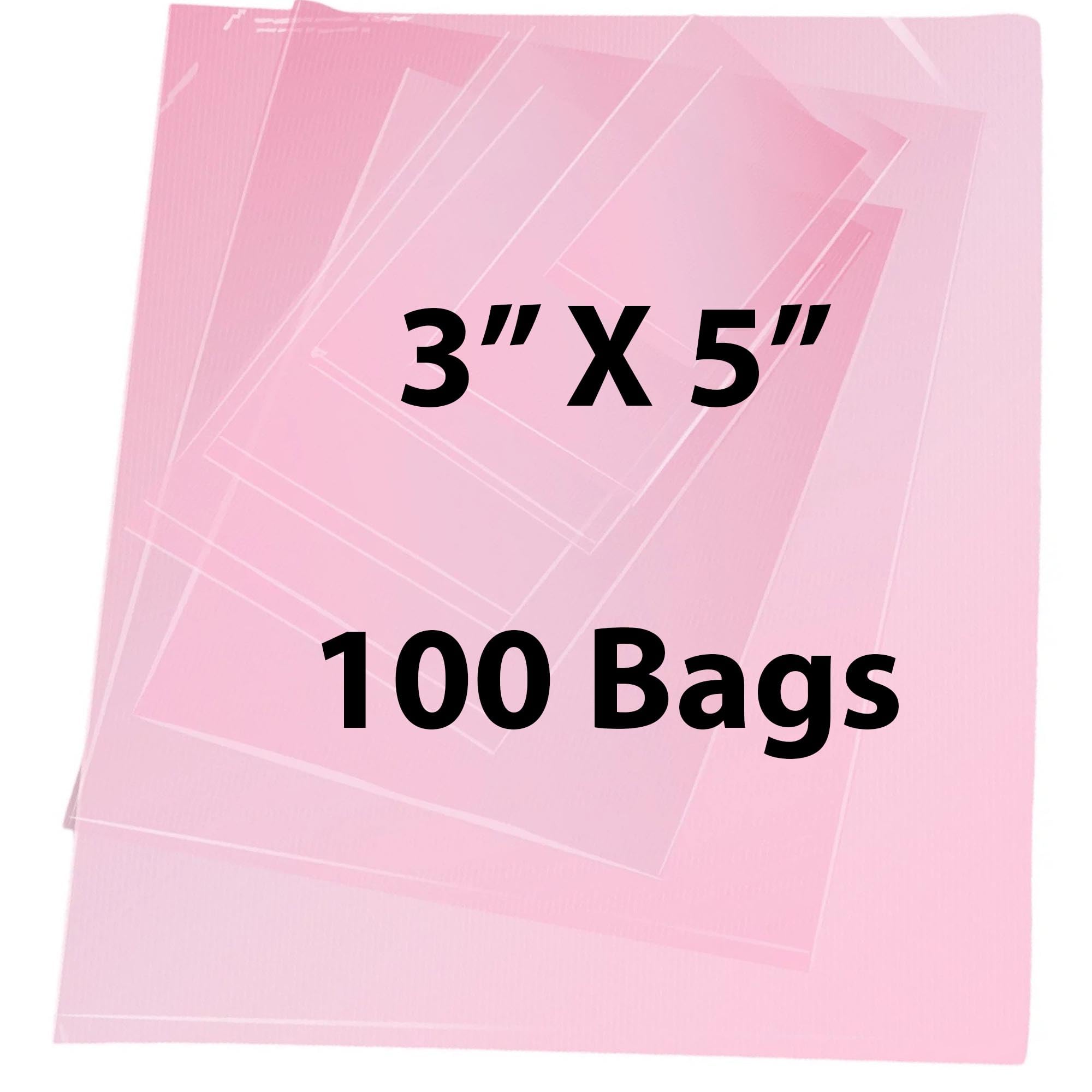 Pink Anti-Static Plastic Flat Bags - 3x5 Inches, 2 Mil Thick (Pack of 100) | Heavy Duty Heat Sealable Packaging Bags for Small Parts, Jewelry & Crafts | Perfect for Ecommerce, Retail & Small Business Product Protection