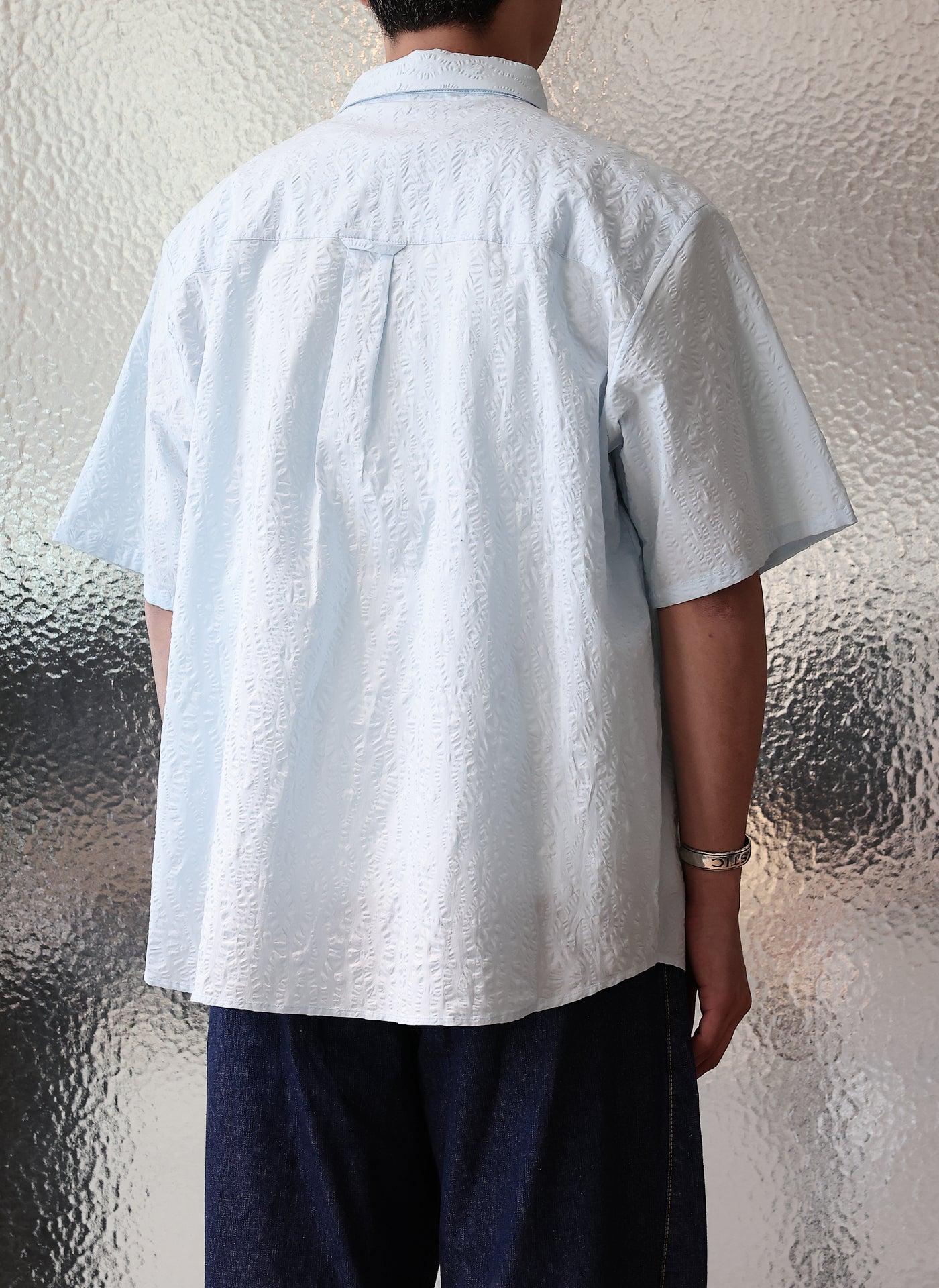 Breathable Cotton Seersucker Oversized Short Sleeve Shirt for Men & Women - Casual Summer Beach Wear, Vacation Outfit & Relaxed Street Style