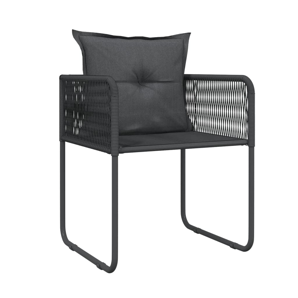 vidaXL 3-Piece Black Outdoor Patio Dining Set with Steel Frame, Water-Resistant PE Rattan & Cushions - Perfect for Backyard, Garden, and Poolside Entertaining