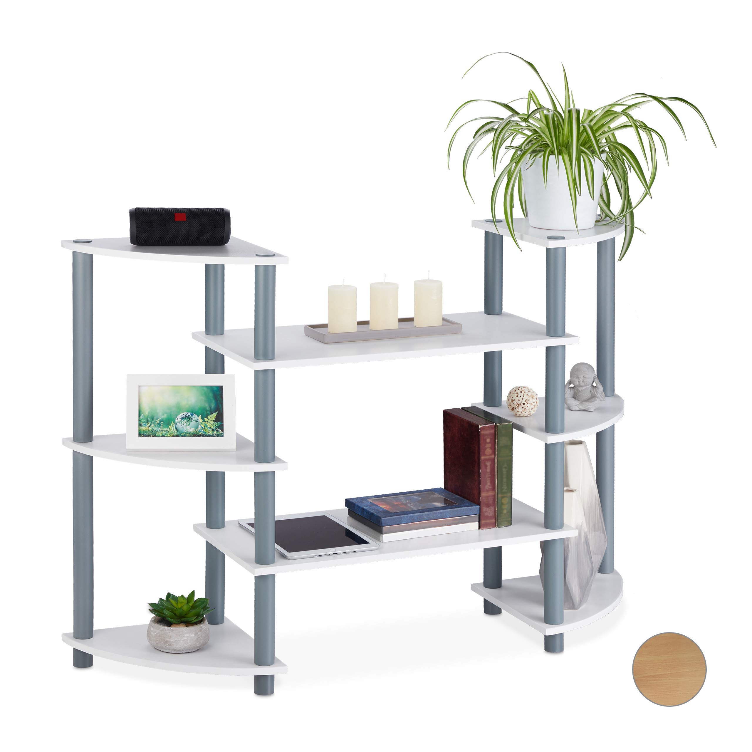 Relaxdays 8-Tier Open Bookshelf - Freestanding Living Room Shelf for Decor, Books & TV - 75.5