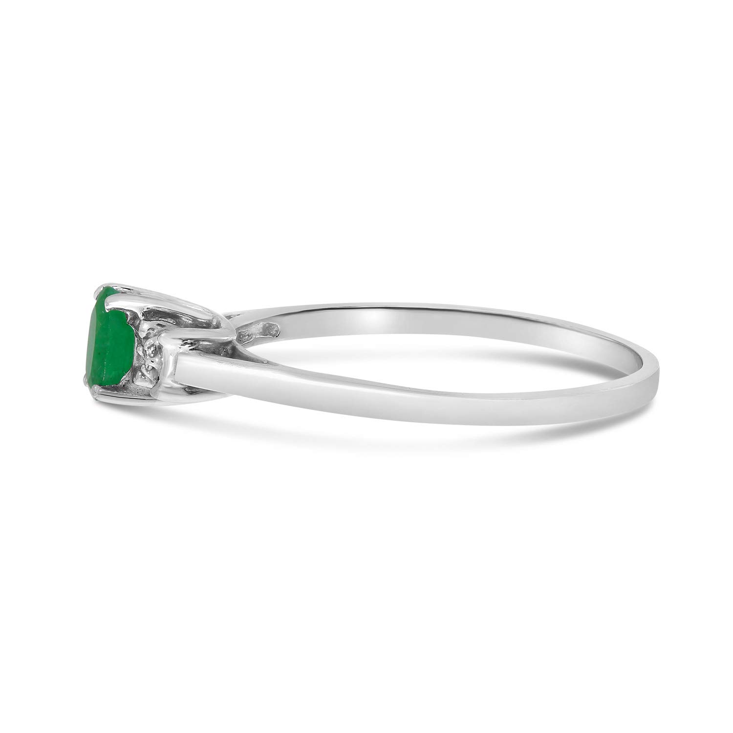 10K White Gold Genuine Birthstone Solitaire Oval Gemstone & Diamond Engagement Ring for Women - Perfect for Wedding, Anniversary & Proposal Gifts