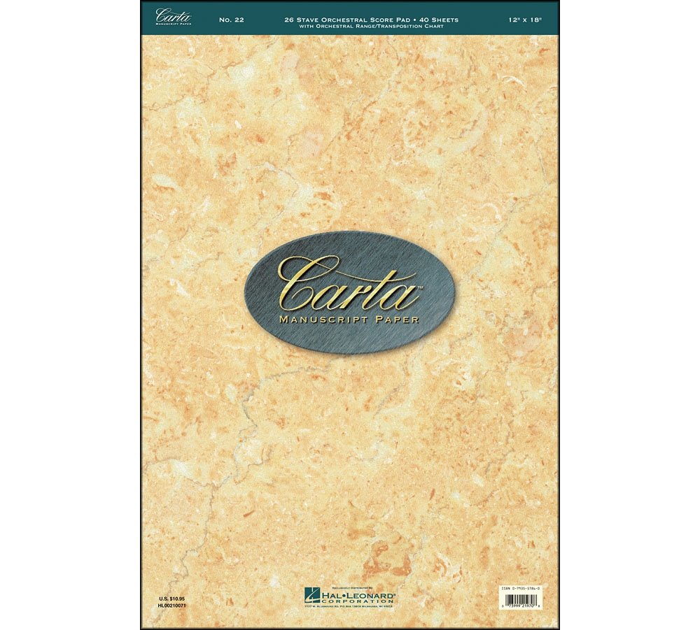 Professional Carta Manuscript Paper No. 22 - Premium Music Sheet for Piano, Violin & Composing - Perfect for Musicians, Students & Music Teachers