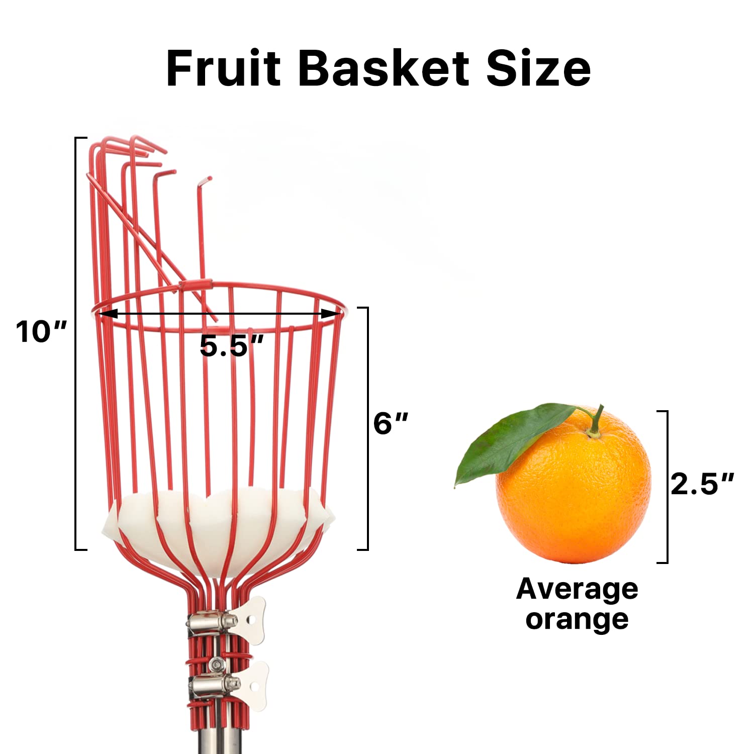 13 FT Adjustable Fruit Picker Pole with Large Basket - Metal Handle Gardening Tool for Apple, Orange, Mango & Apricot Trees - Includes Extra Fruit Carrying Bag - Perfect for Home Orchards, Backyard Harvesting & Commercial Fruit Picking