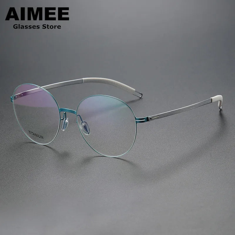 Aimee Unisex Full Rim Round Screwless Titanium Acetate Eyeglasses 2537 - Lightweight & Durable Frame for Reading, Computer Work & Everyday Wear