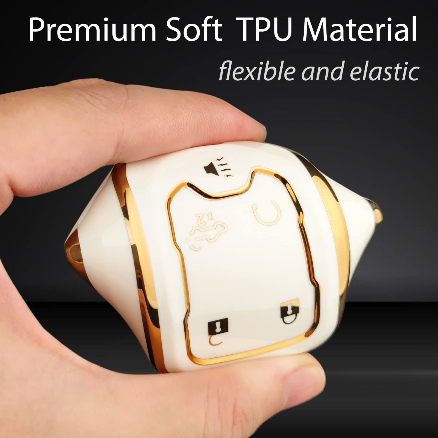 Premium TPU Key Fob Cover for GMC Acadia 2017-2025, Terrain 2018-2025, Sierra 2019-2025 & Chevy Silverado 2019-2022 - 5-Button Protective Case with Bling Ring (White) | Durable Soft TPU Shell for Key Protection | Perfect for Everyday Use & Car Key Organization