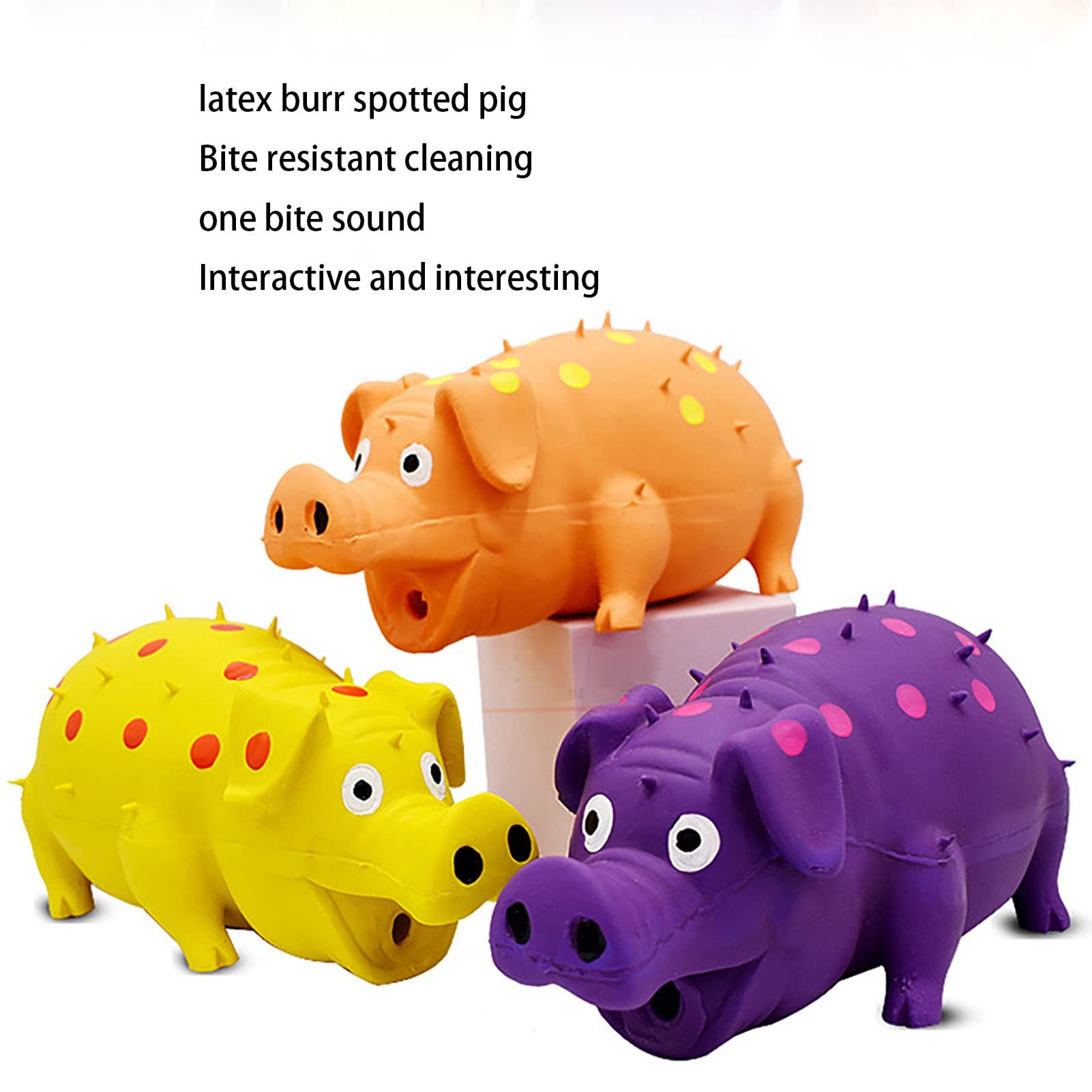 Durable Rubber Dog Chew Toy - Squeaky Pig Interactive Bite Resistant Toy for Small & Large Dogs, Puppy Pet Play Game (Yellow) - Perfect for Indoor Play, Teething Relief & Bonding Time