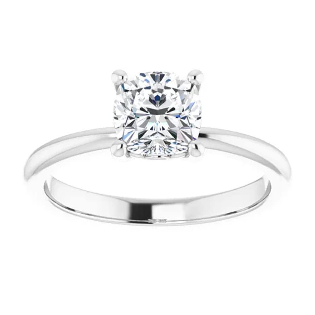 10K Solid White Gold Handmade Engagement Ring - 1.0 CT Cushion Cut Moissanite Diamond Solitaire Wedding Band for Women - Perfect for Proposals, Anniversaries & Bridal Jewelry Gifts