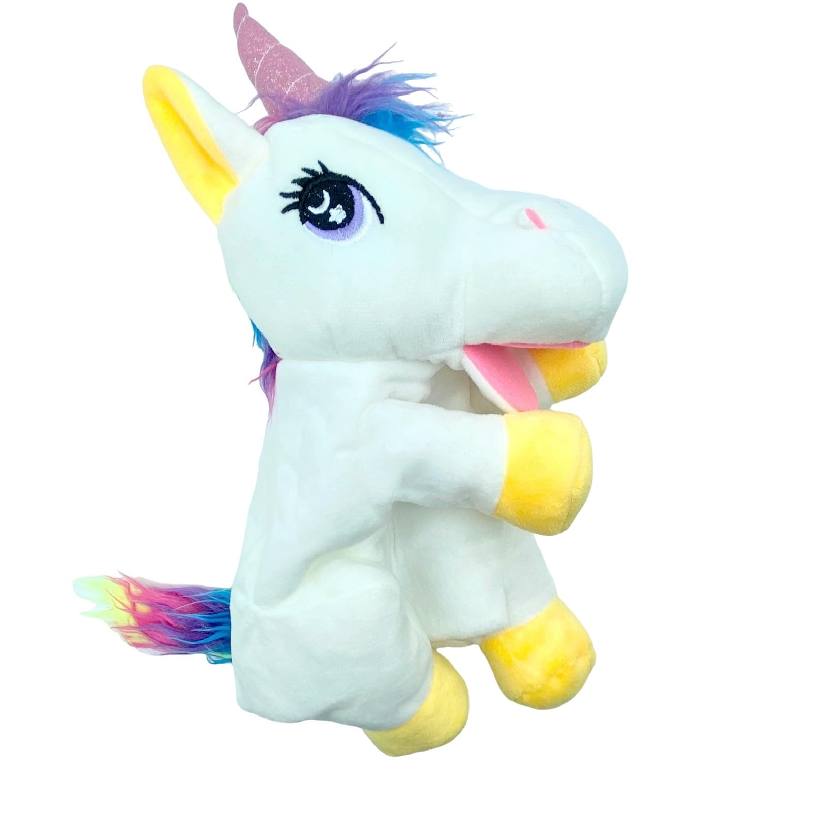 LUOZZY Unicorn Hand Puppet Plush Toy - Soft White Animal Hand Puppet for Kids, Interactive Parent-Child Play, Storytelling & Imaginative Play - Perfect for Birthday Gifts, Classroom Activities & Pretend Play