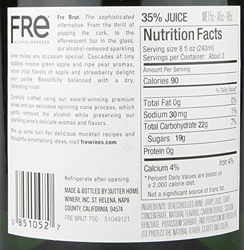 Sutter Home Fre Sparkling Brut Non-Alcoholic Champagne Bundle - 12 Pack (750ML Bottles) with Ice Packs, Corkscrew, Phone Grip & Wine Pairing Recipes | Perfect for Weddings, Baby Showers & Alcohol-Free Celebrations
