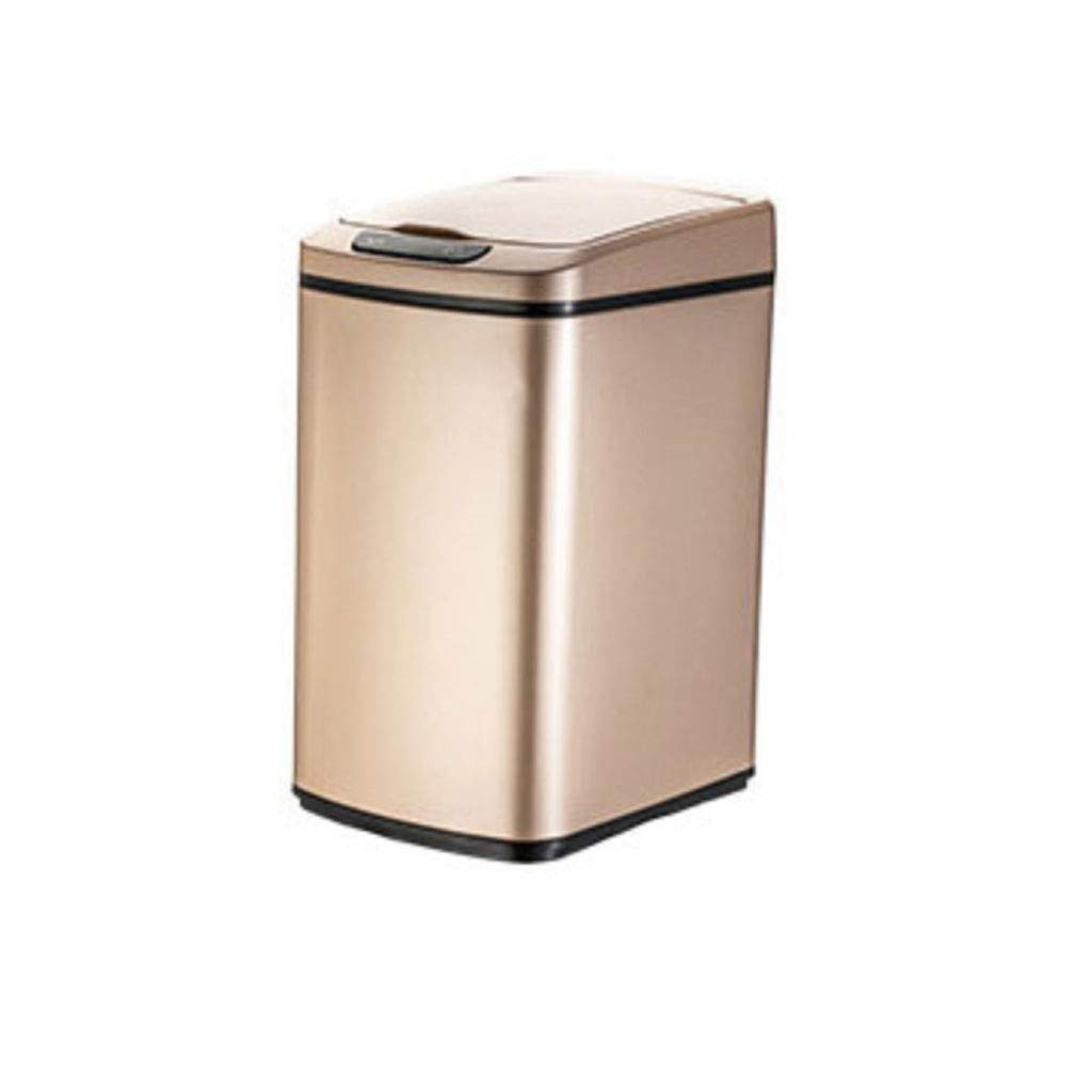 Automatic Induction Trash Can - 12L Rechargeable Kitchen & Bathroom Garbage Bin for Living Room, Household, Gold (M) - Perfect for Modern Homes & Office Spaces